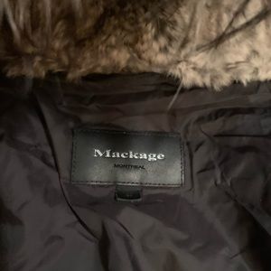 Mackage mens black down filled fox fur trim 44 size